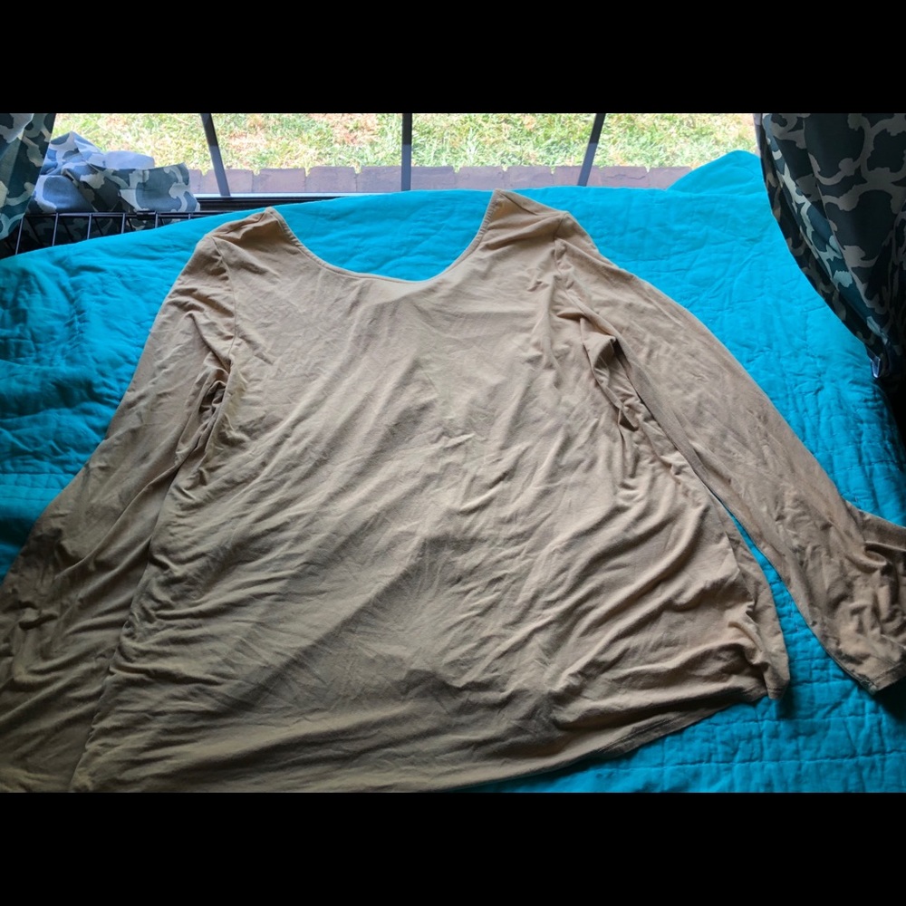 Yellow Long Sleeve Lace Up Shirt